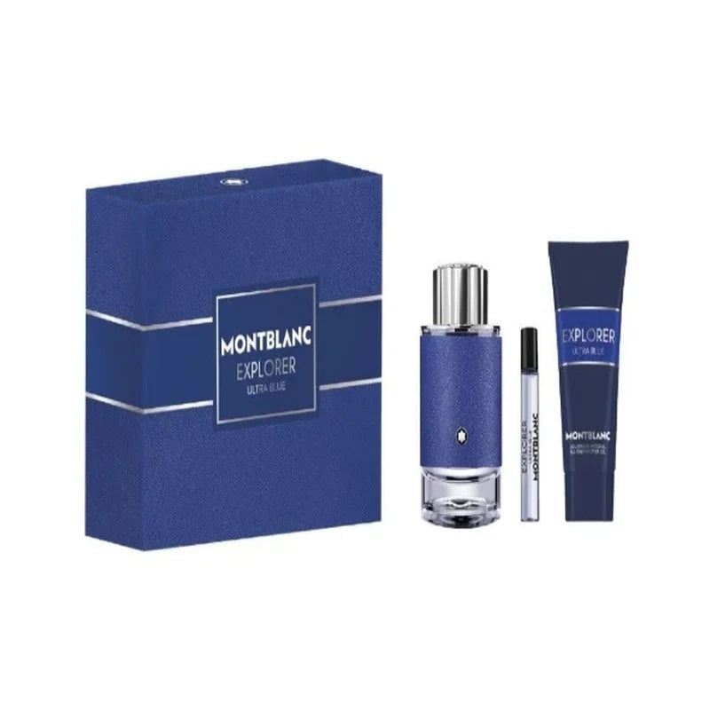 Montblanc Explorer Ultra Blue Men Travel Set EDP 100ML + 7.5ML EDP + Shower Gel 100ML