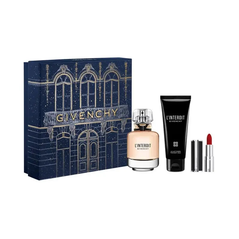 Givenchy L’Interdit Women EDP Set 50ML + 1.5G Lip Stick + 75 Body Mist