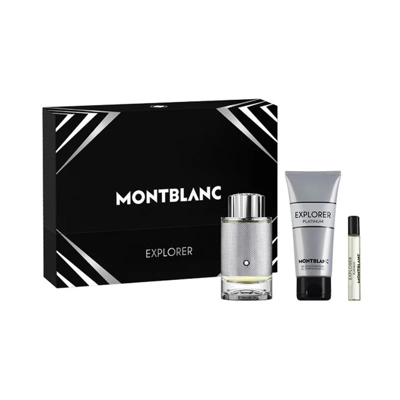 Montblanc Explorer Platinum Men EDP Set 100ML + 7.5ML EDP + Shower Gel 100ML CS