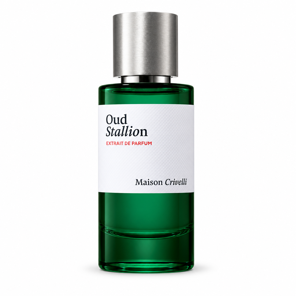 Maison Crivelli Oud Stallion Extrait de Parfum 50ml bottle on a white background