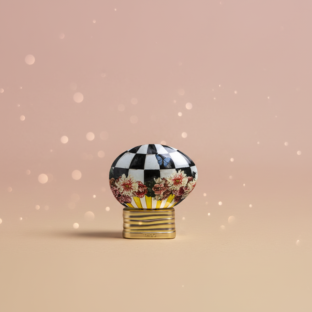 THoO BonBon Pop EDP 75ml original perfume bottle with a soft blush-pink and champagne background
