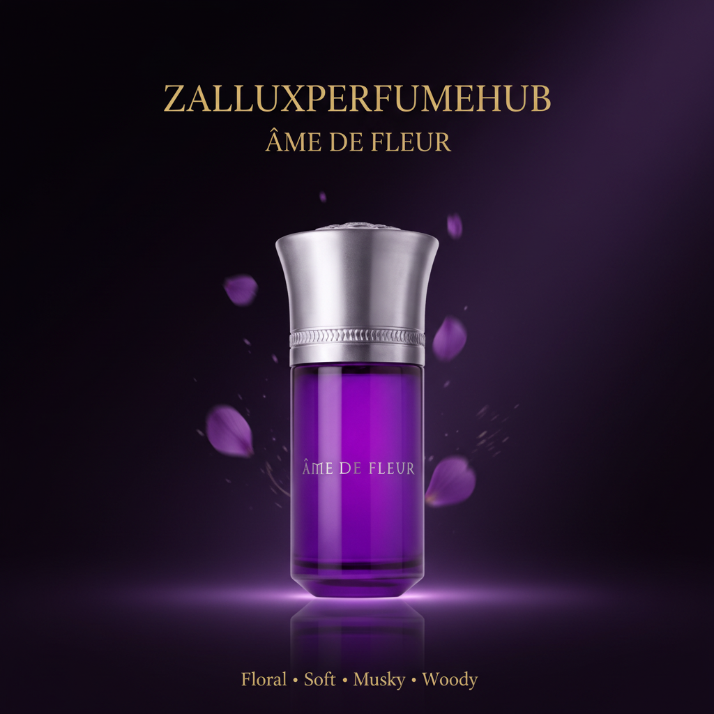 Liquides Imaginaires Âme de Fleur with ZALLUXPERFUMEHUB branding and fragrance notes