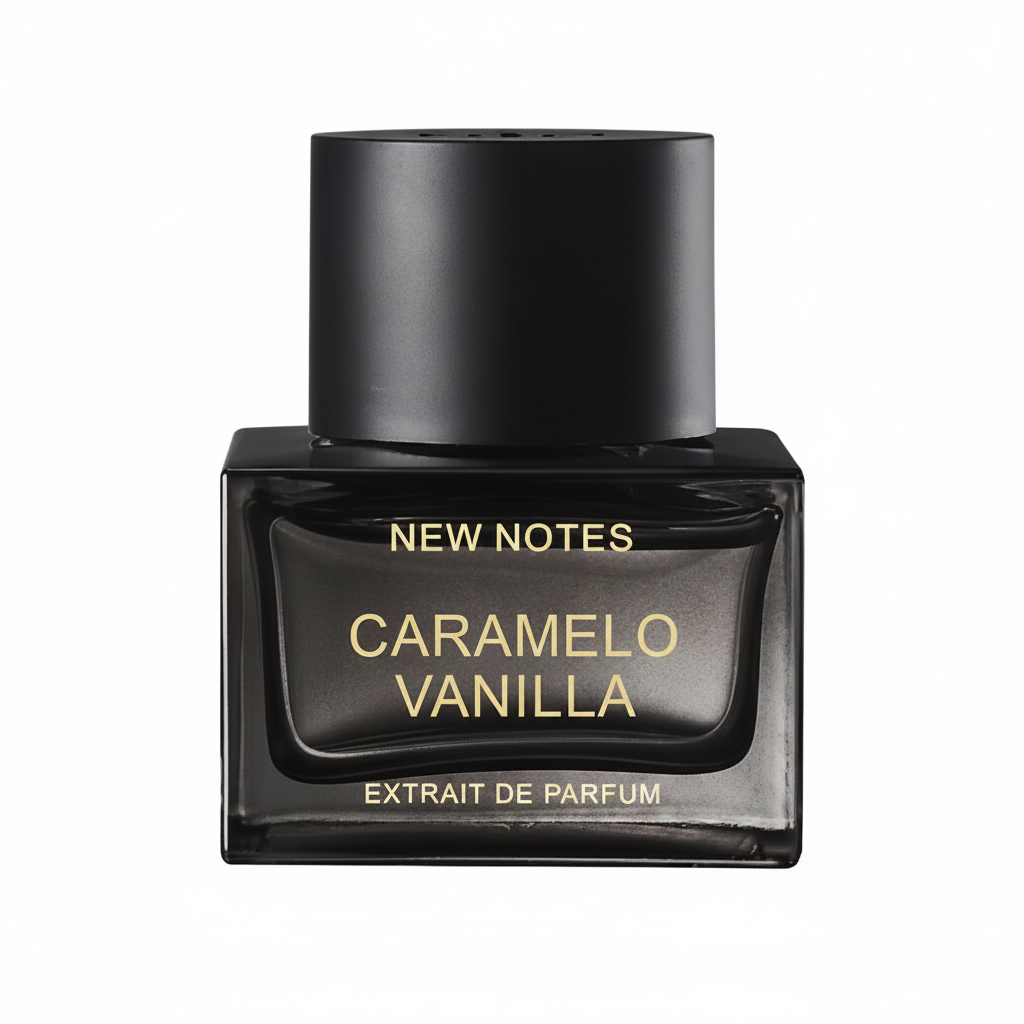 Caramelo Vanilla Extrait de Parfum 50ml bottle on a uniform pure white background